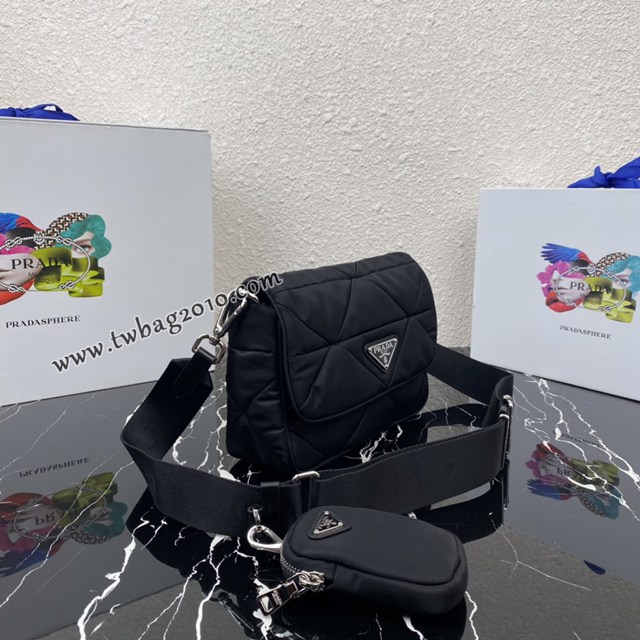 Prada專櫃新款三合一女包 1BD292 普拉達尼龍布純手工菱形拼接圖案肩背包 csp1554